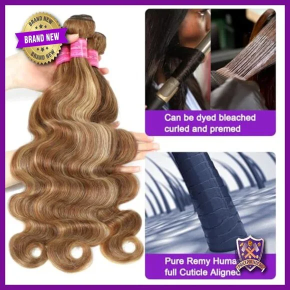 Human Hair Extensions 4 Bundles with Closure Body Wave 30 Inch